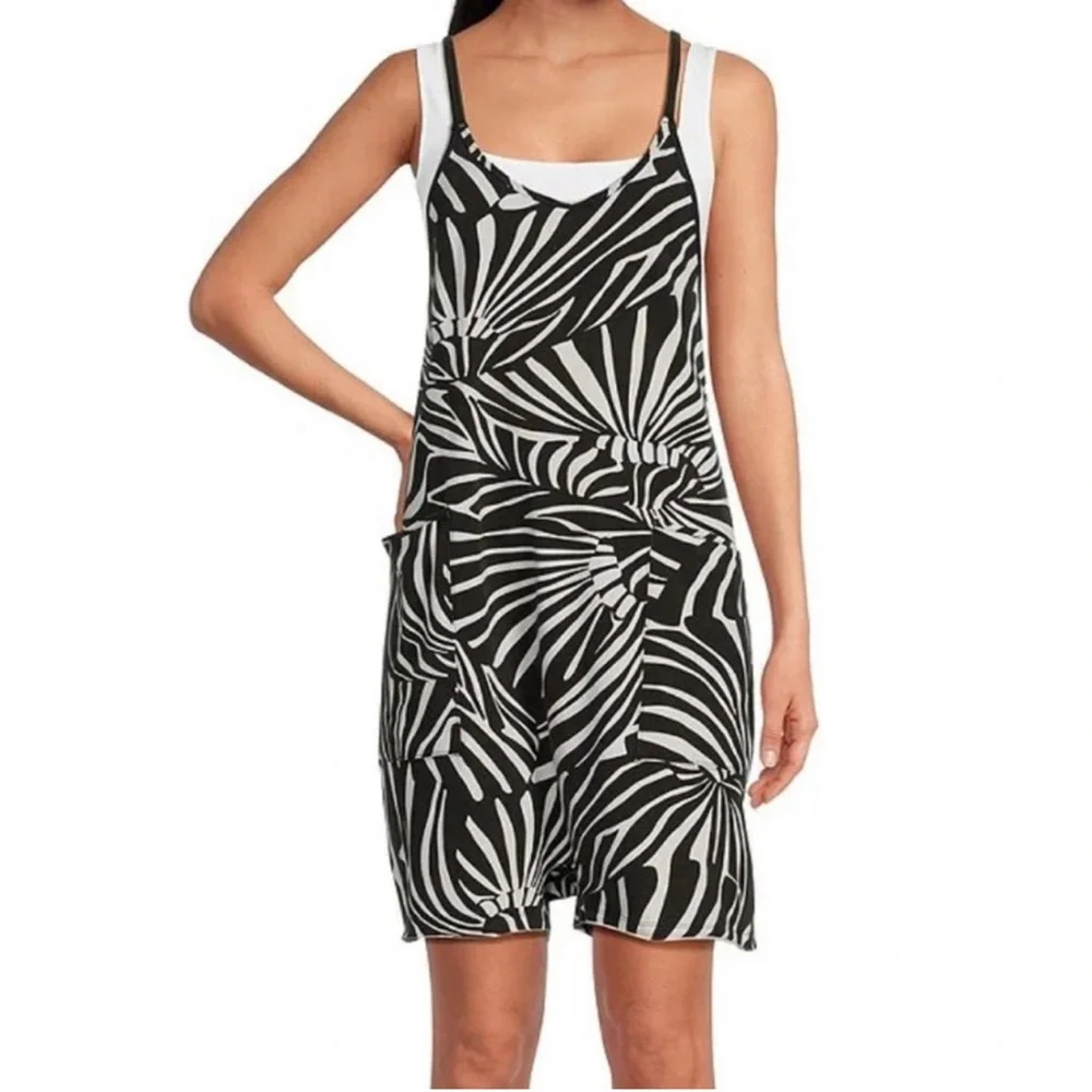 Free People Black and White Zebra Print Romper - Picture 3 of 9